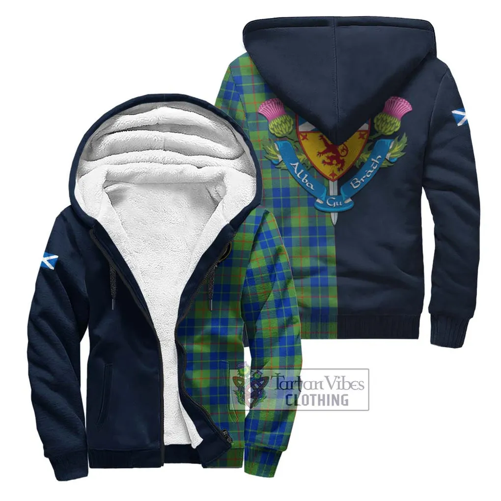 Barclay Hunting Ancient Tartan Sherpa Hoodie Alba with Scottish Lion Royal Arm Half Style