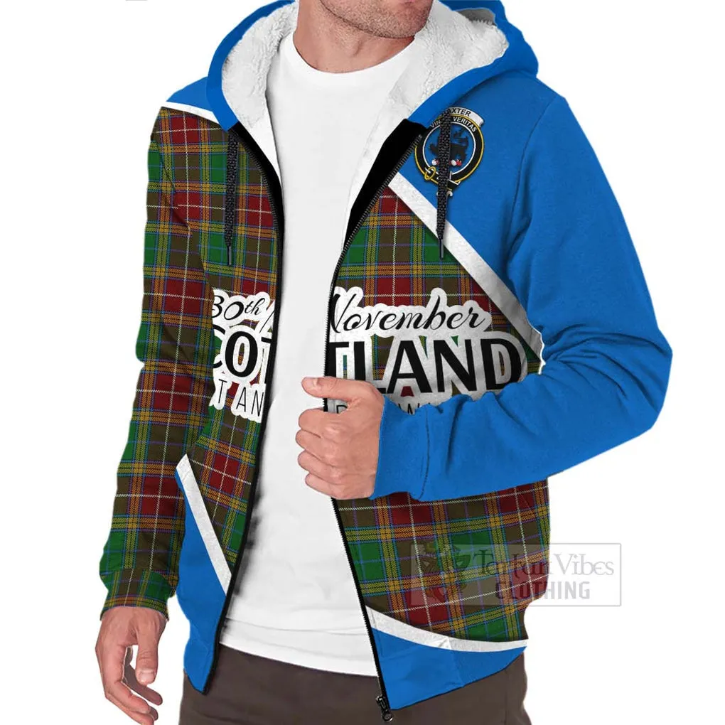 Baxter Family Crest Tartan Sherpa Hoodie Celebrate Saint Andrew's Day in Style