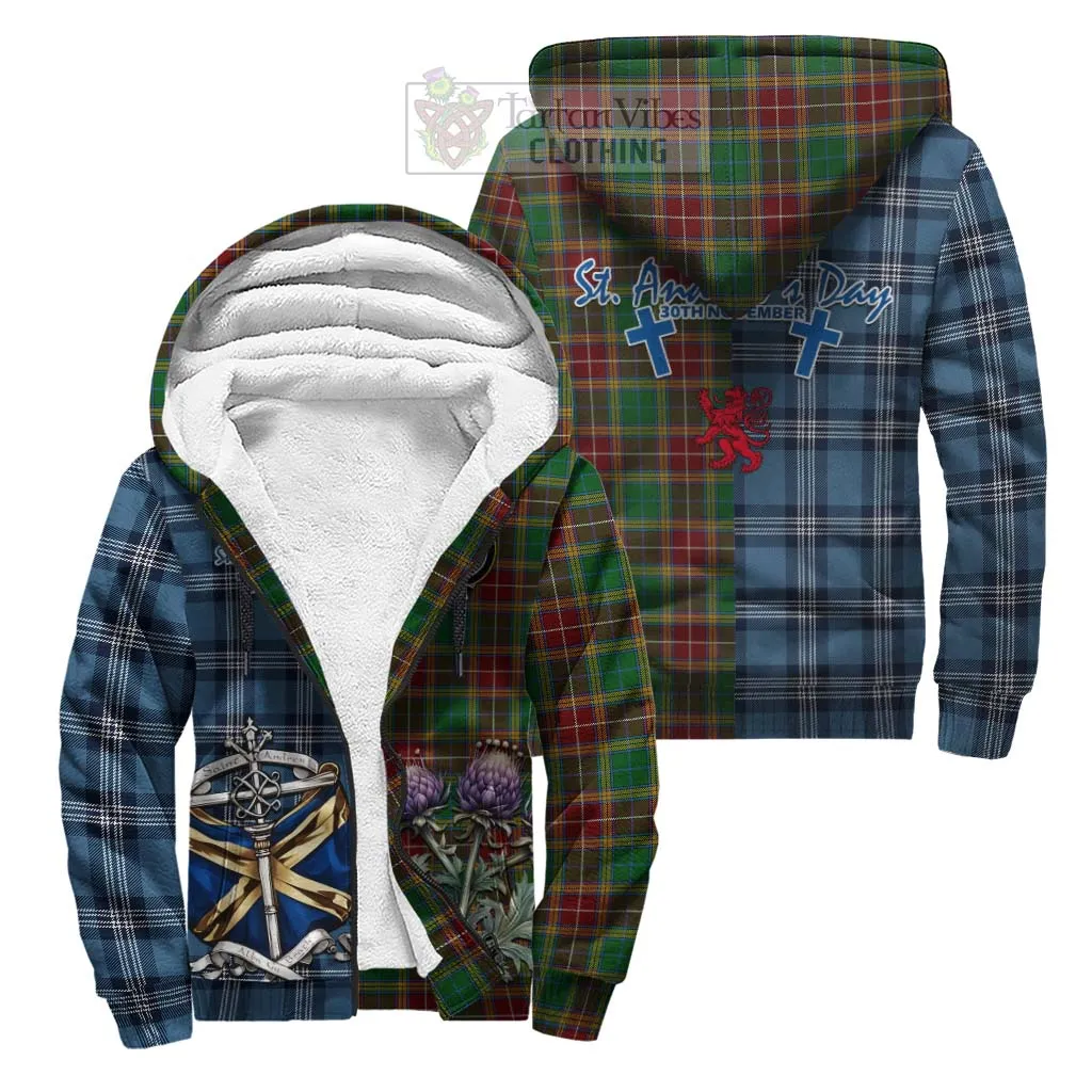 Baxter Tartan Sherpa Hoodie Happy St. Andrew's Day Half Tartan Style