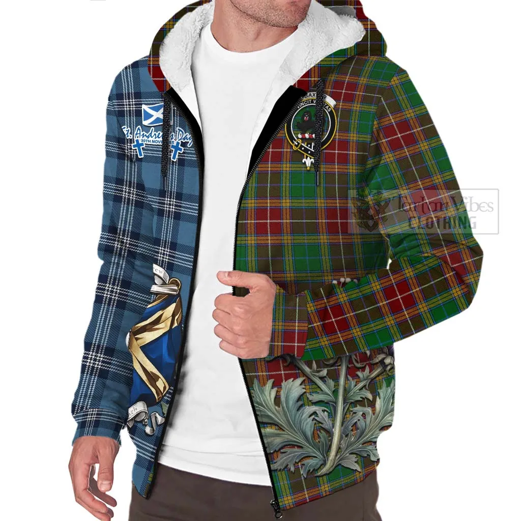 Baxter Tartan Sherpa Hoodie Happy St. Andrew's Day Half Tartan Style