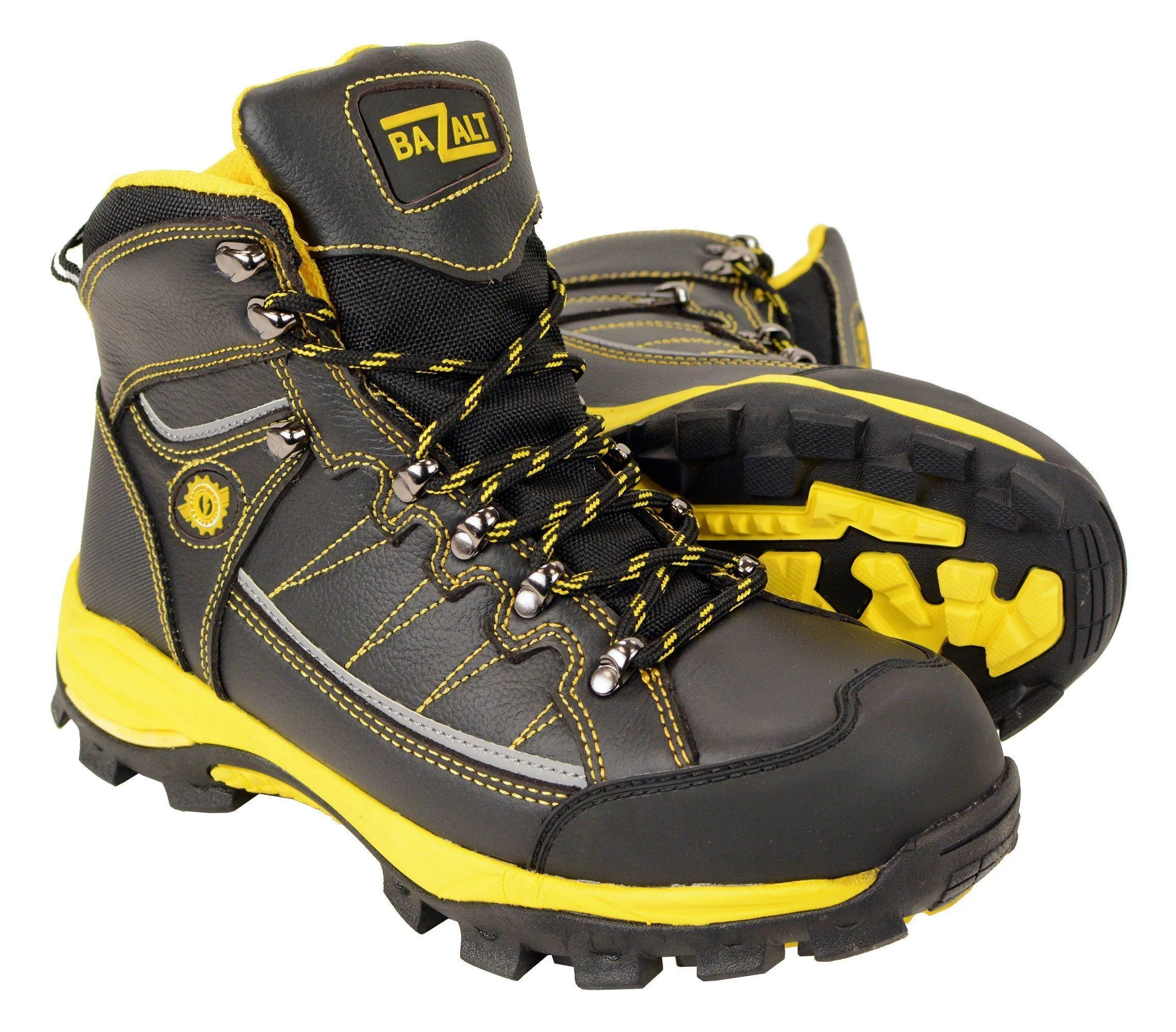 BAZALT-MPM9122-BAZALT-Men’s Black & Yellow Water & Frost Proof Leather Boots