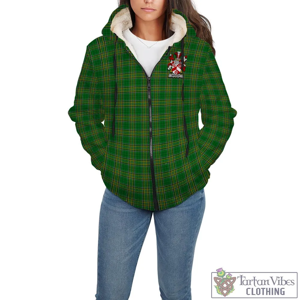 Beasley Irish Clan Tartan Sherpa Hoodie with Coat of Arms