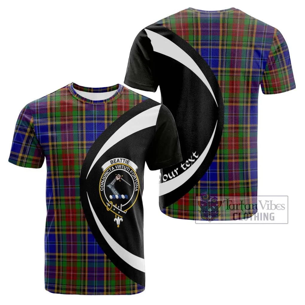 Beattie Tartan Cotton T-shirt with Family Crest Circle Style