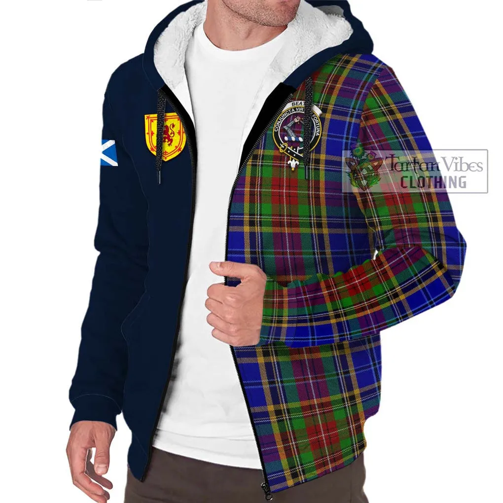 Beattie Tartan Sherpa Hoodie Alba with Scottish Lion Royal Arm Half Style