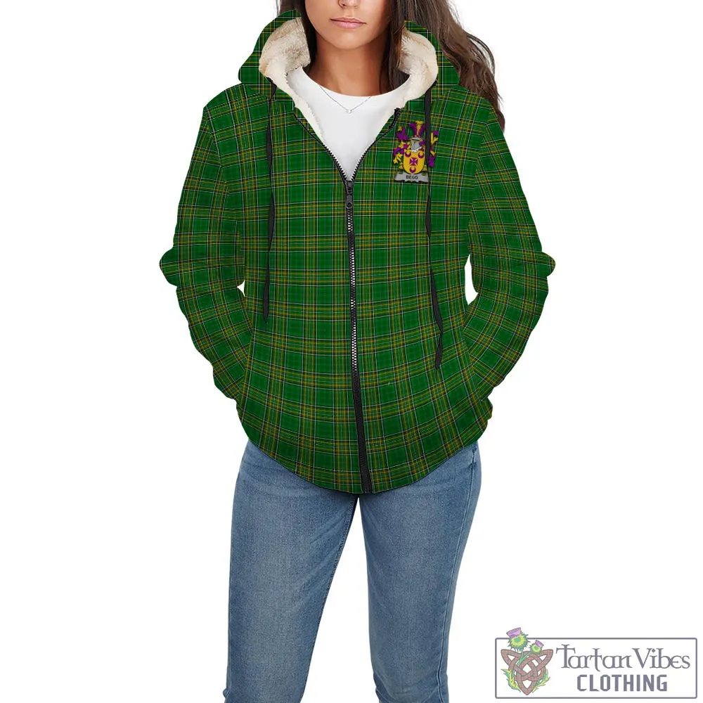 Begg Irish Clan Tartan Sherpa Hoodie with Coat of Arms