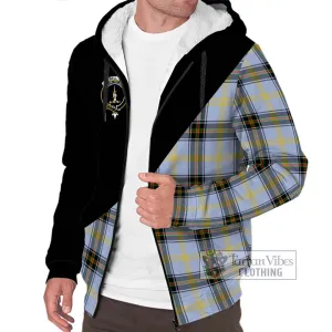 Bell Tartan Sherpa Hoodie with Family Crest and Military Logo Style