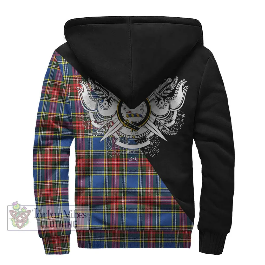 Bethune Tartan Sherpa Hoodie with Family Crest and Military Logo Style