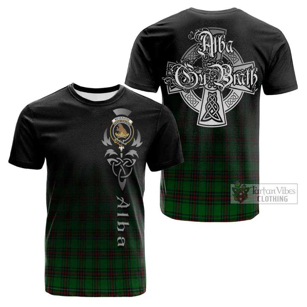 Beveridge Tartan Cotton T-shirt Featuring Alba Gu Brath Family Crest Celtic Inspired