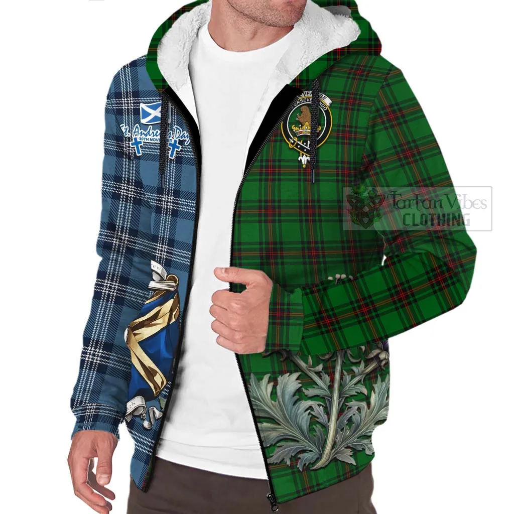 Beveridge Tartan Sherpa Hoodie Happy St. Andrew's Day Half Tartan Style