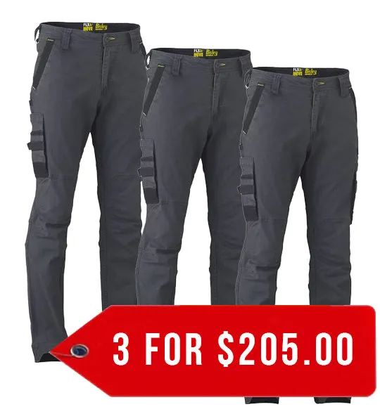 Bisley Flex & Move Stretch Cargo Utility Pants-3 Pack-(BPC6331-1)