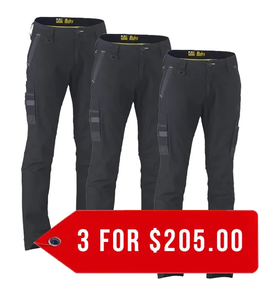 Bisley Flex & Move Stretch Cargo Utility Pants-3 Pack-(BPC6331-1)