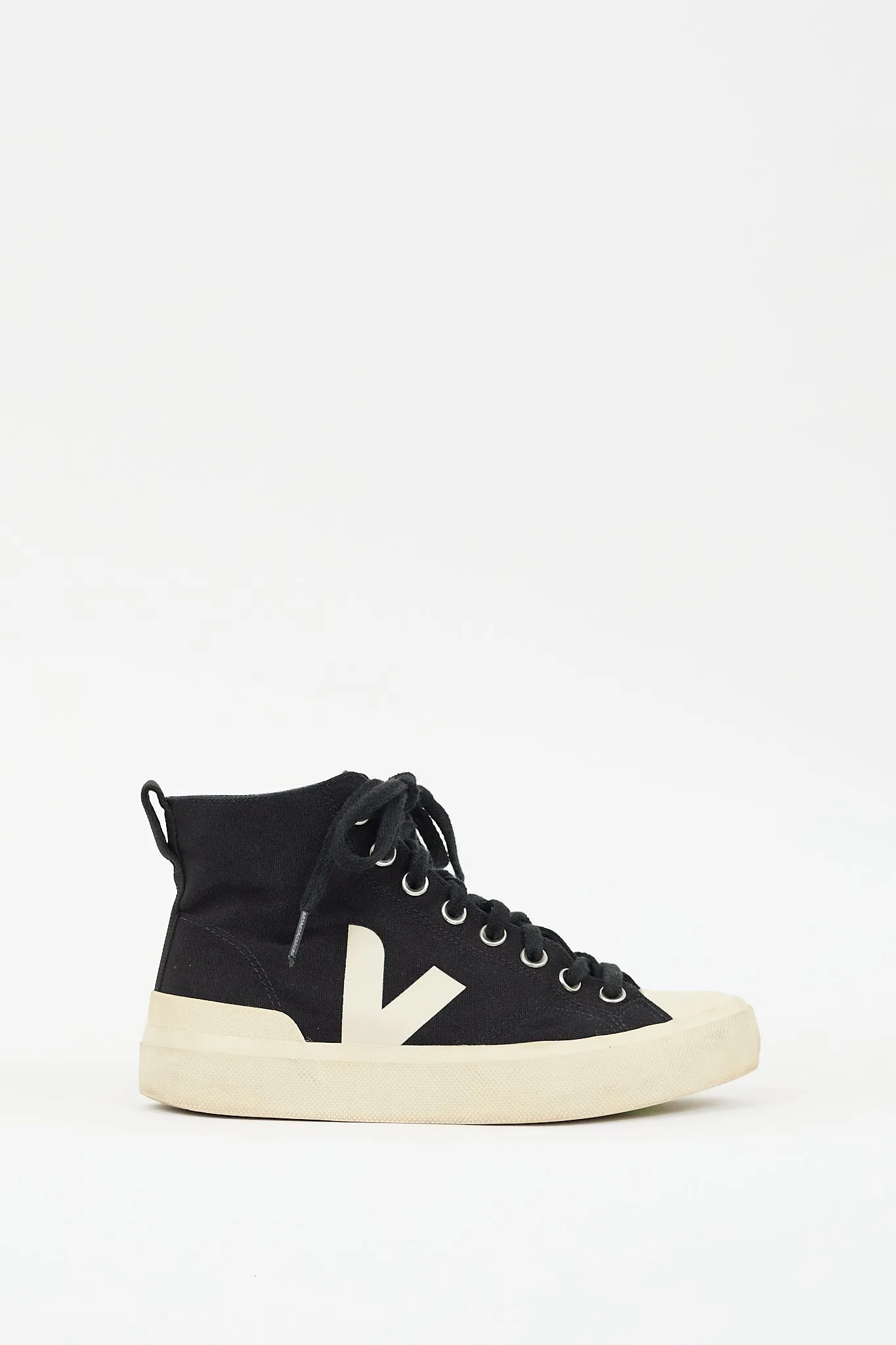 Black & Cream Canvas Wata II Pierre High Top Sneaker