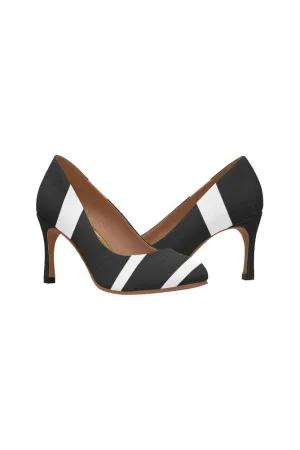 black & white stripe Women's High Heels (Model 048)