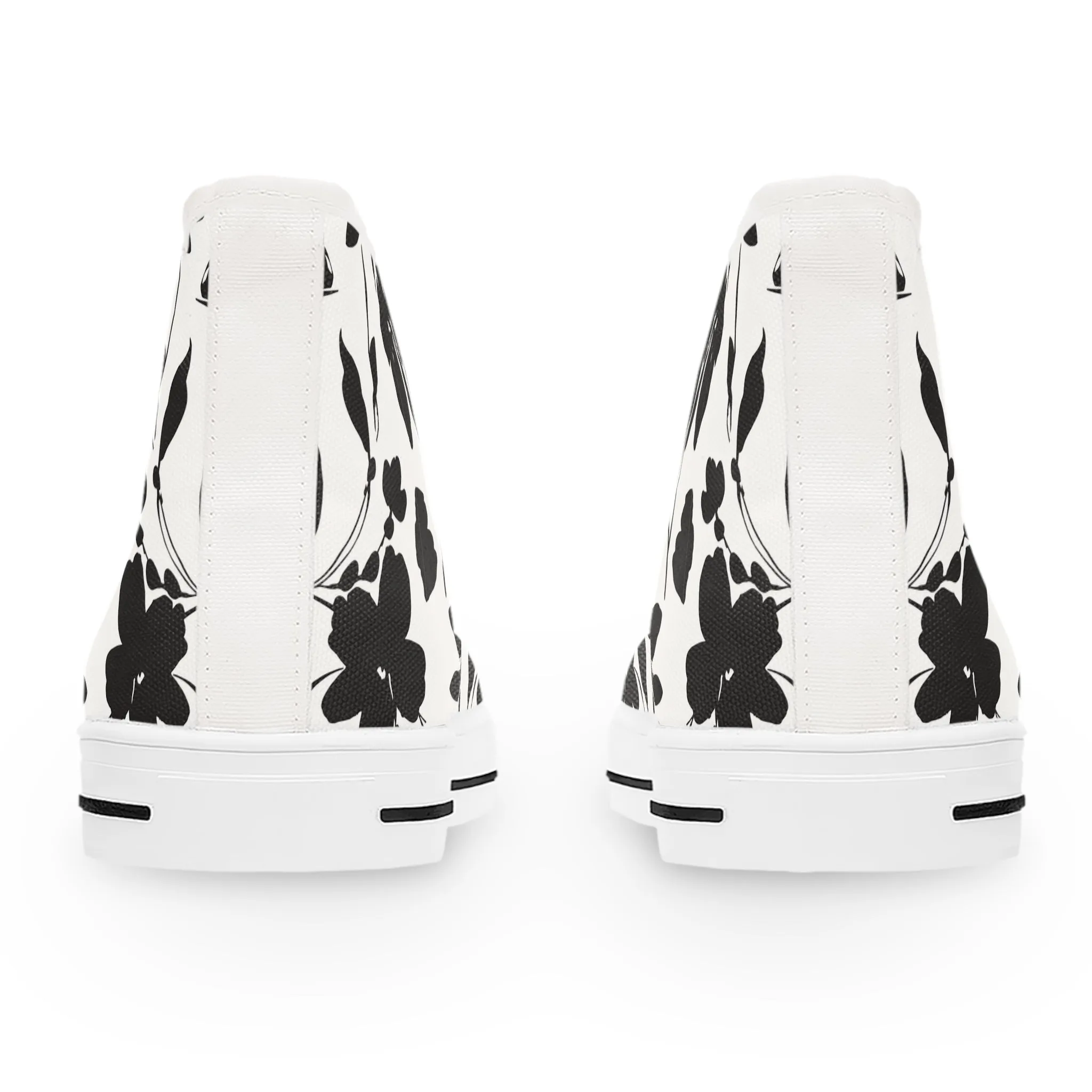 Black Flowers White Background Women's High Top Sneakers