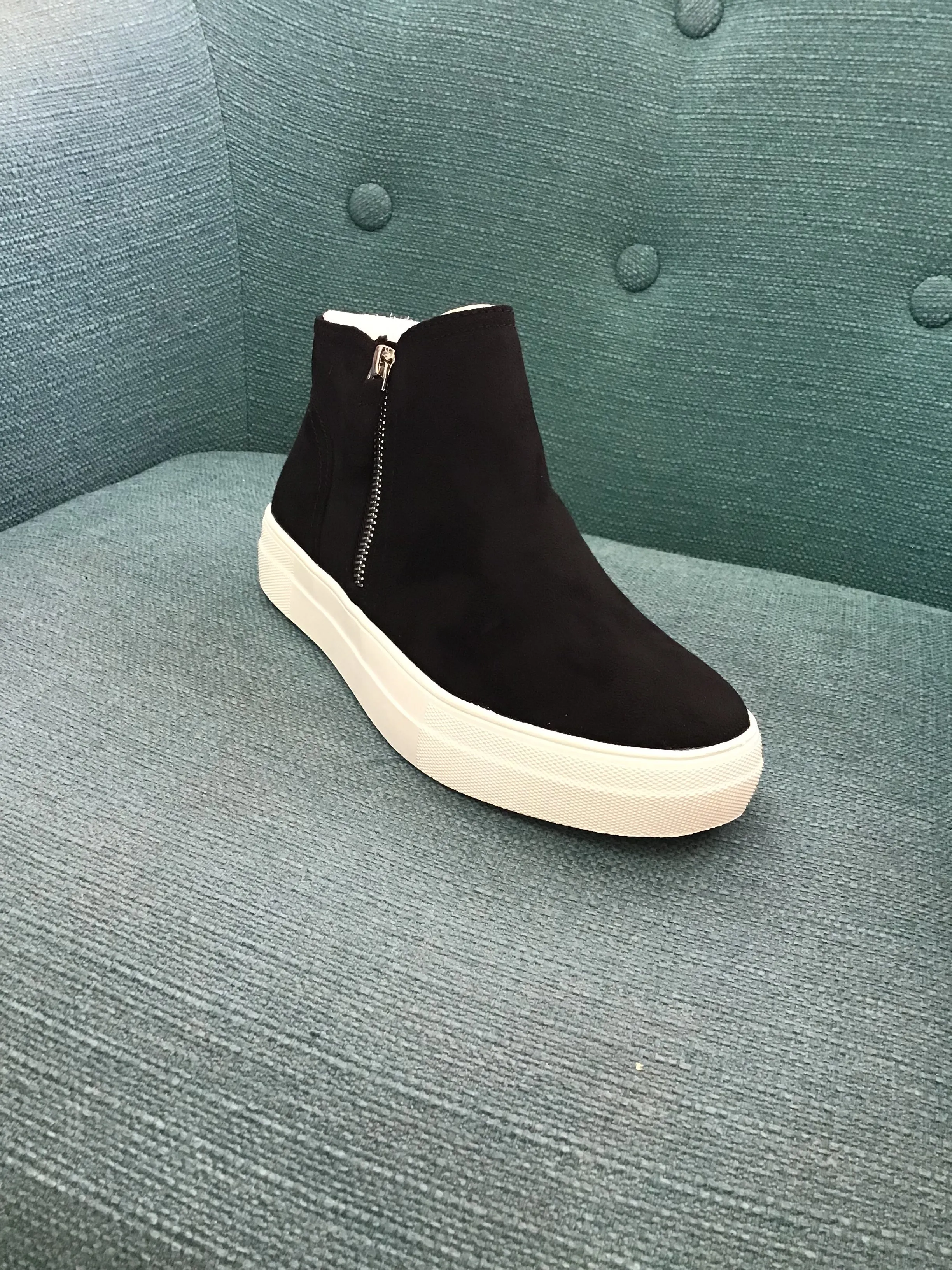 Black Suede Wedge Sneakers