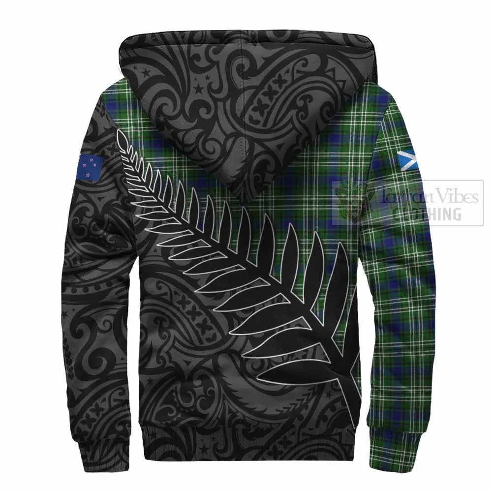 Blackadder Crest Tartan Sherpa Hoodie with New Zealand Silver Fern Half Style