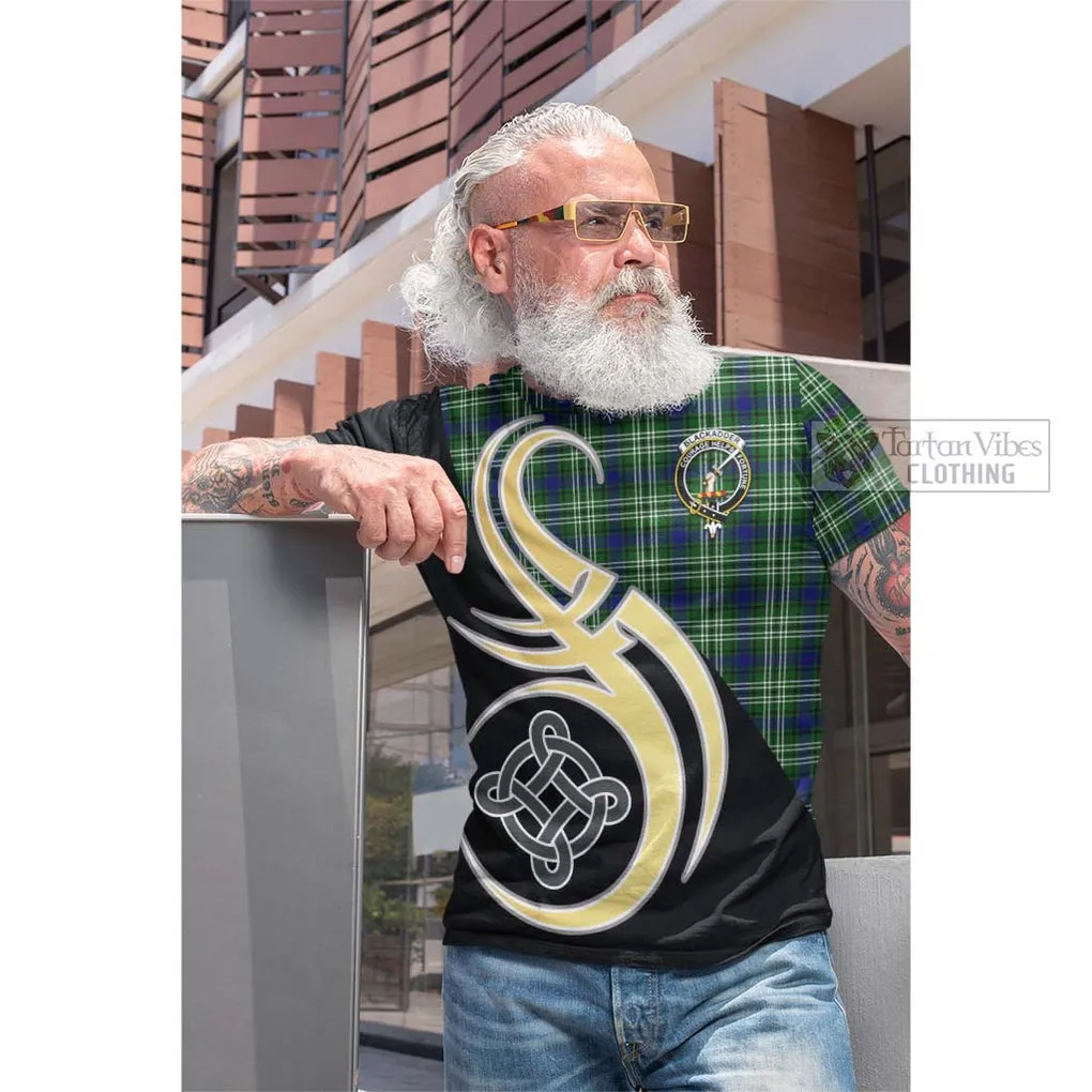 Blackadder Tartan Cotton T-shirt with Family Crest and Celtic Symbol Style