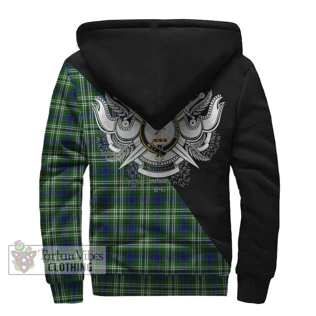 Blackadder Tartan Sherpa Hoodie with Family Crest and Military Logo Style