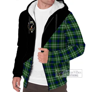 Blackadder Tartan Sherpa Hoodie with Family Crest and Military Logo Style