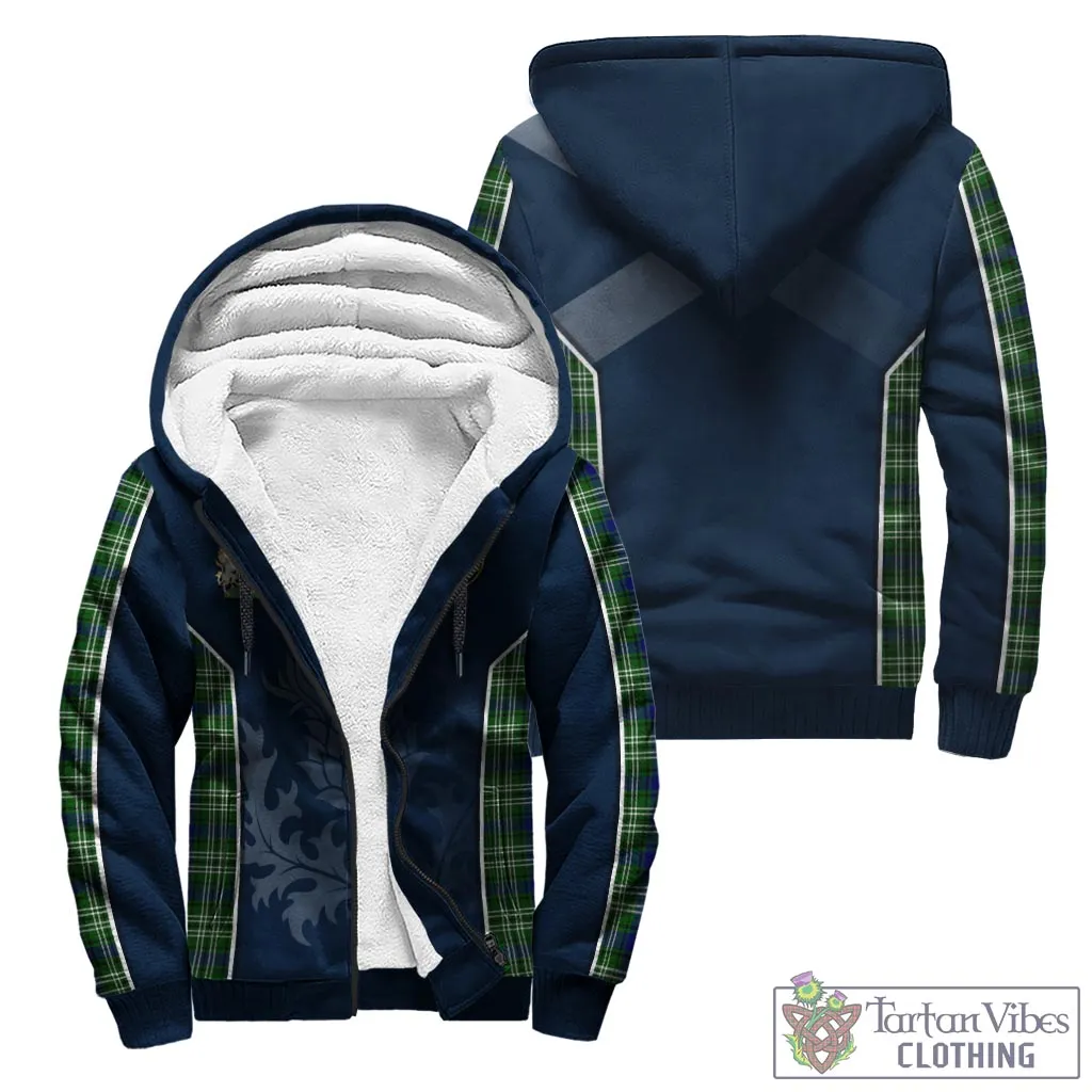 Blackadder Tartan Sherpa Hoodie with Family Crest and Scottish Thistle Vibes Sport Style