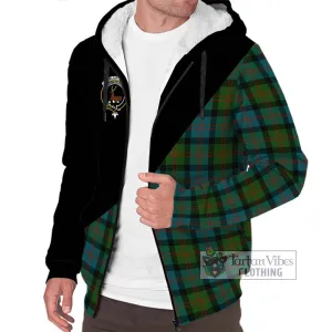 Blair Ancient Tartan Sherpa Hoodie with Family Crest and Military Logo Style