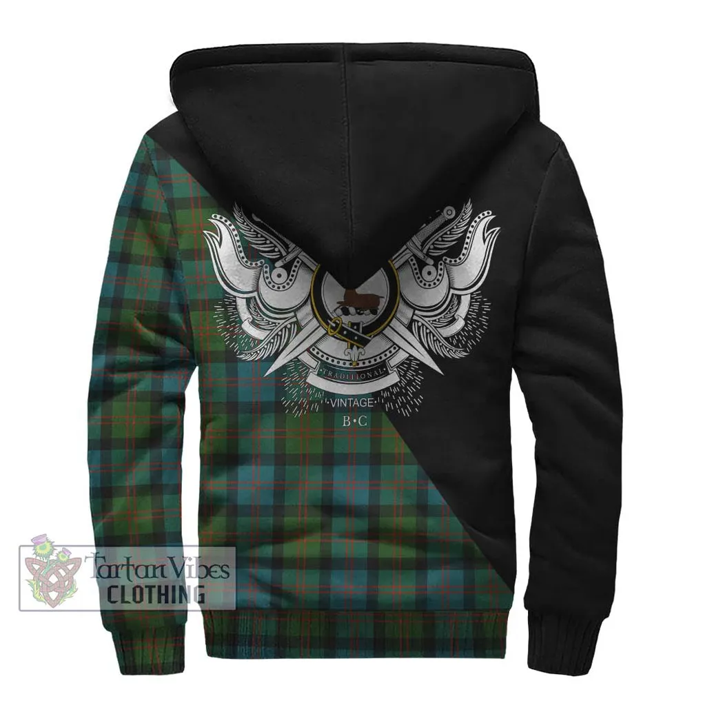 Blair Ancient Tartan Sherpa Hoodie with Family Crest and Military Logo Style