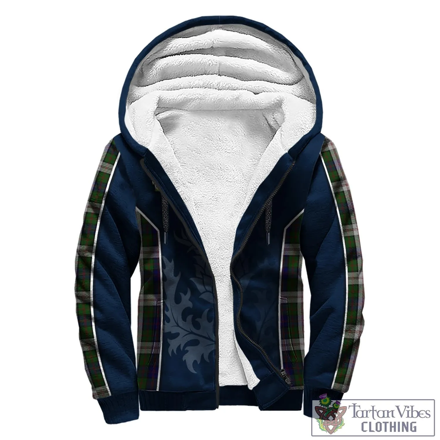 Blair Dress Tartan Sherpa Hoodie with Family Crest and Scottish Thistle Vibes Sport Style