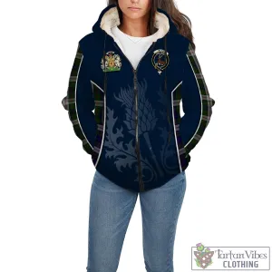 Blair Dress Tartan Sherpa Hoodie with Family Crest and Scottish Thistle Vibes Sport Style