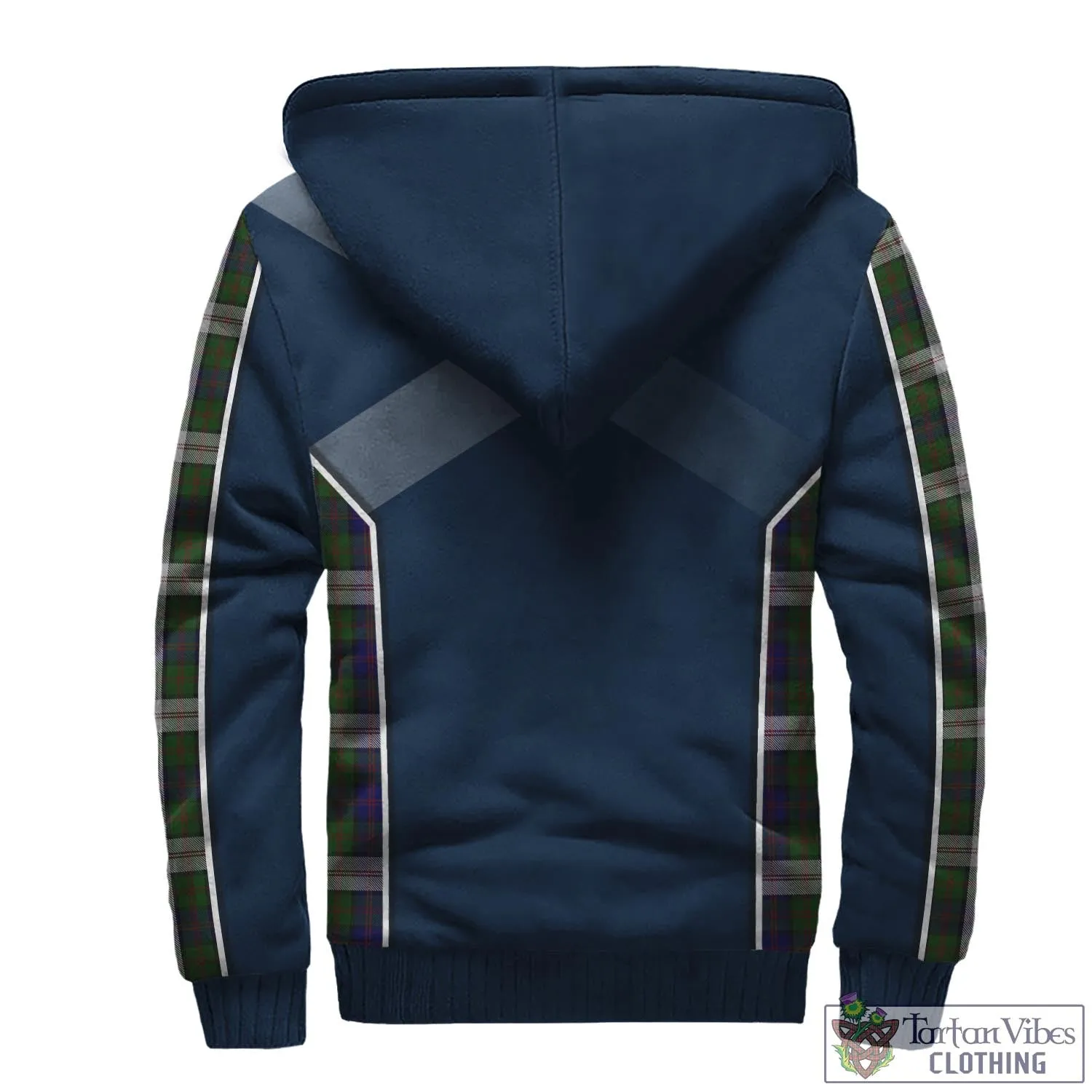 Blair Dress Tartan Sherpa Hoodie with Family Crest and Scottish Thistle Vibes Sport Style