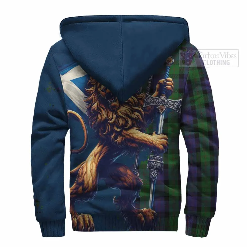 Blair Tartan Family Crest Sherpa Hoodie with Scottish Majestic Lion