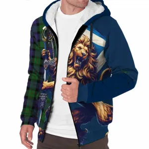 Blair Tartan Family Crest Sherpa Hoodie with Scottish Majestic Lion