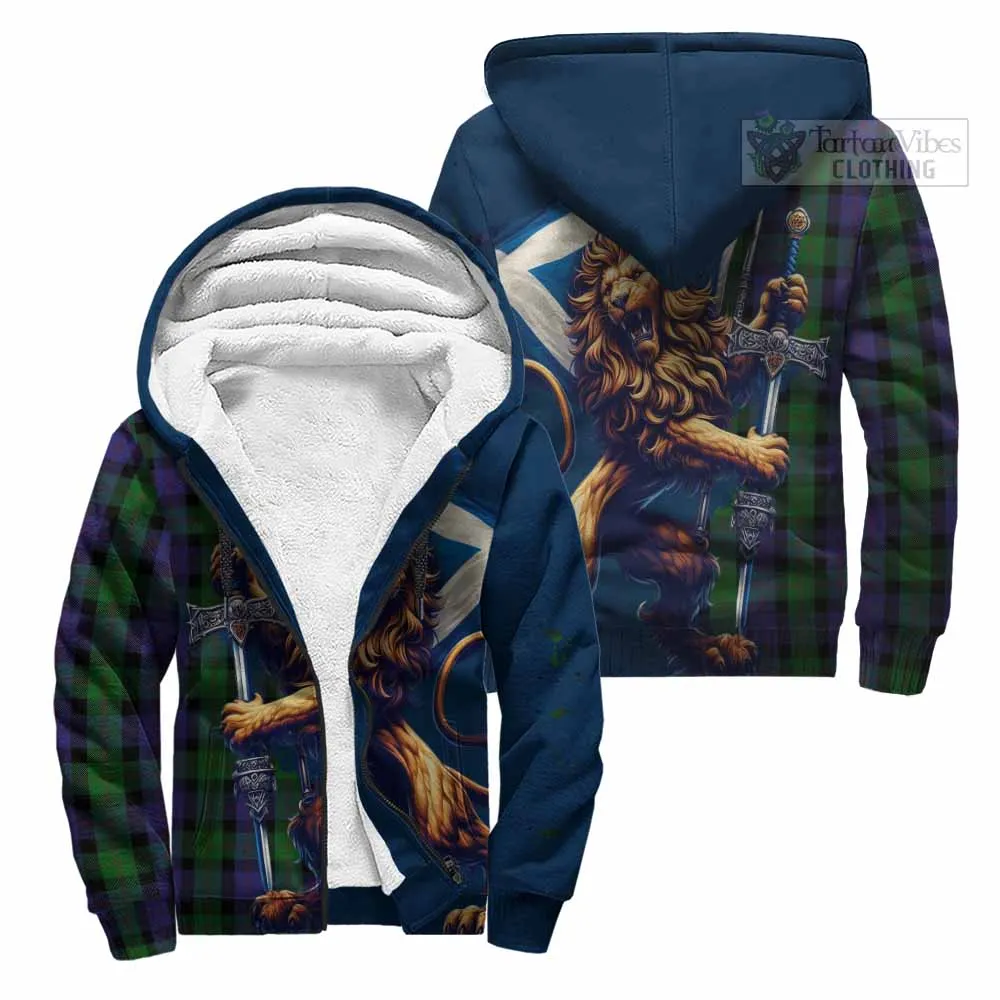 Blair Tartan Family Crest Sherpa Hoodie with Scottish Majestic Lion