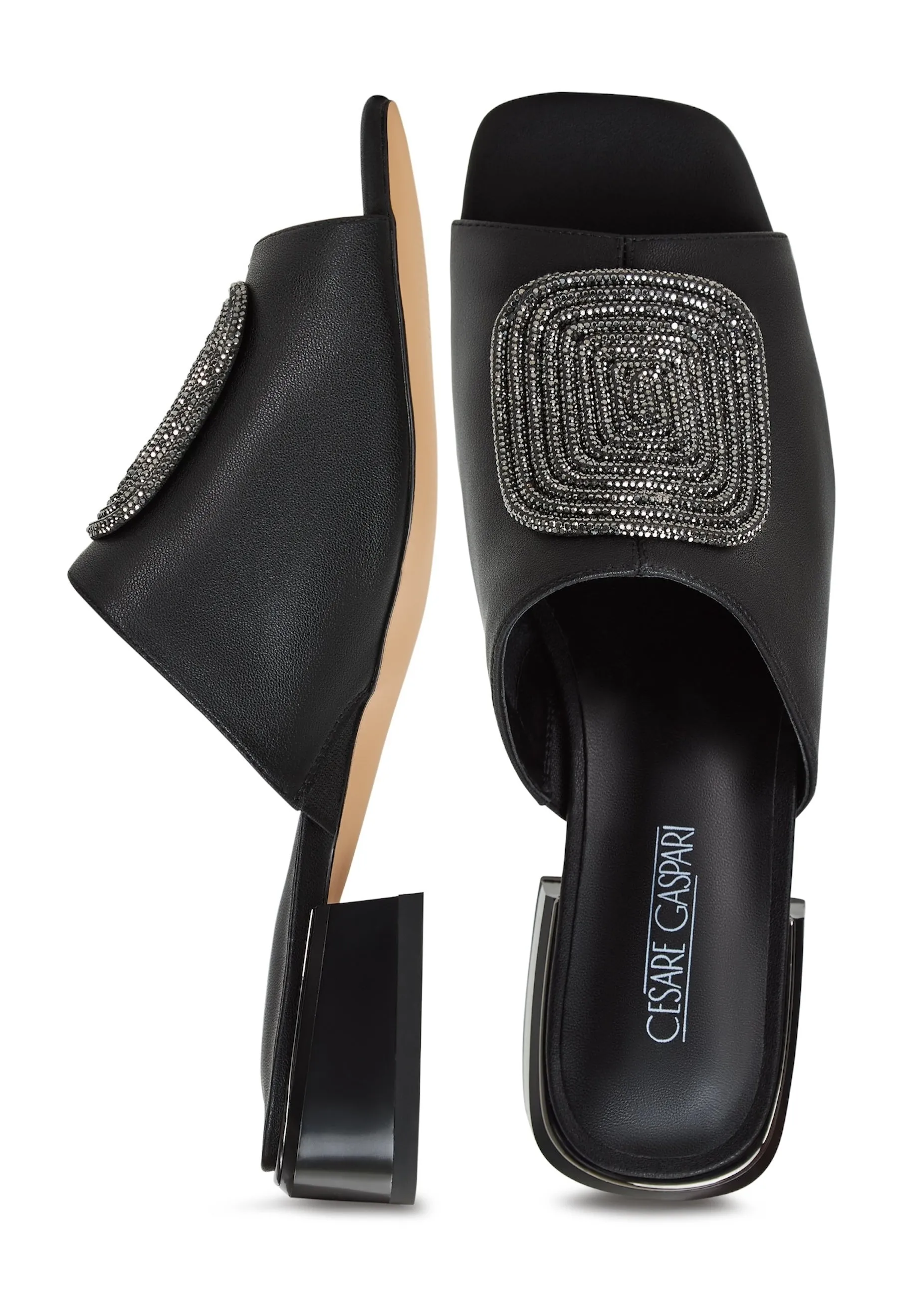 Block Heeled Slippers Beatriz -Black