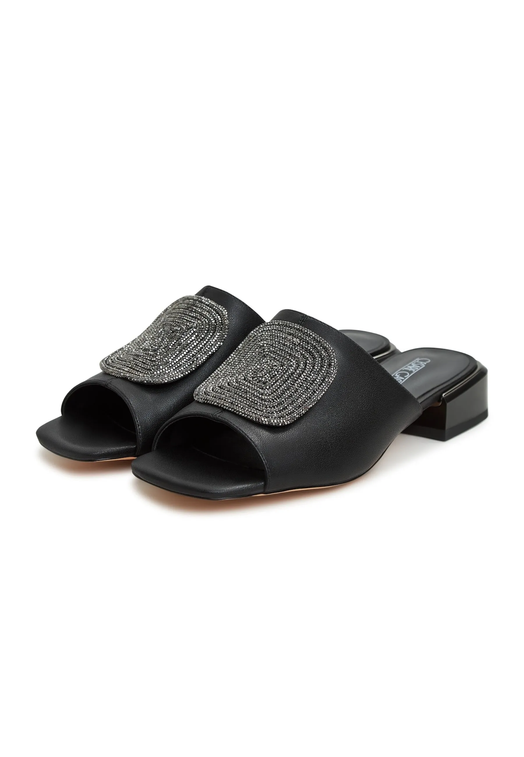 Block Heeled Slippers Beatriz -Black