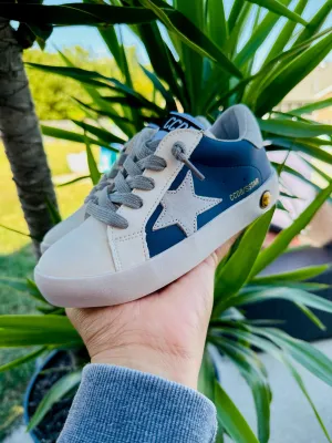 Blue and White with Grey Star Sneakers