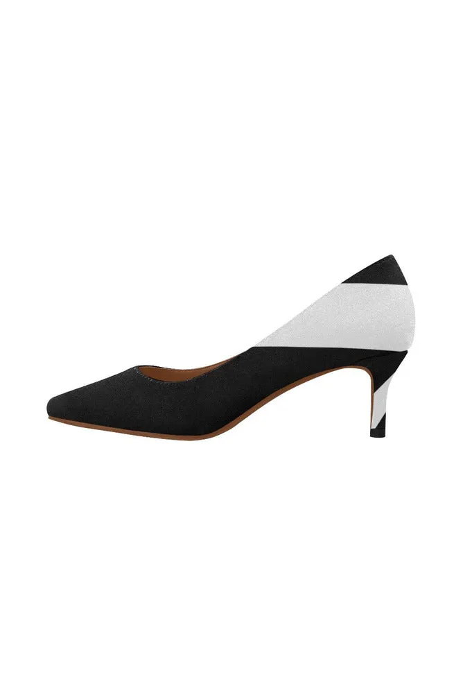 Bold White Stripe Women's Pointed Toe Low Heel Pumps