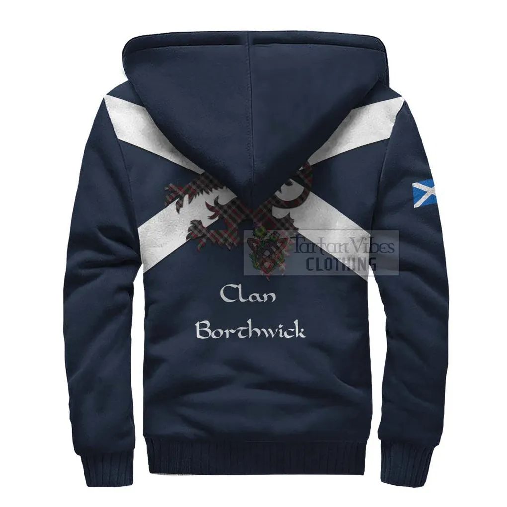 Borthwick Tartan Lion Rampant Sherpa Hoodie  Proudly Display Your Heritage with Alba Gu Brath and Clan Name