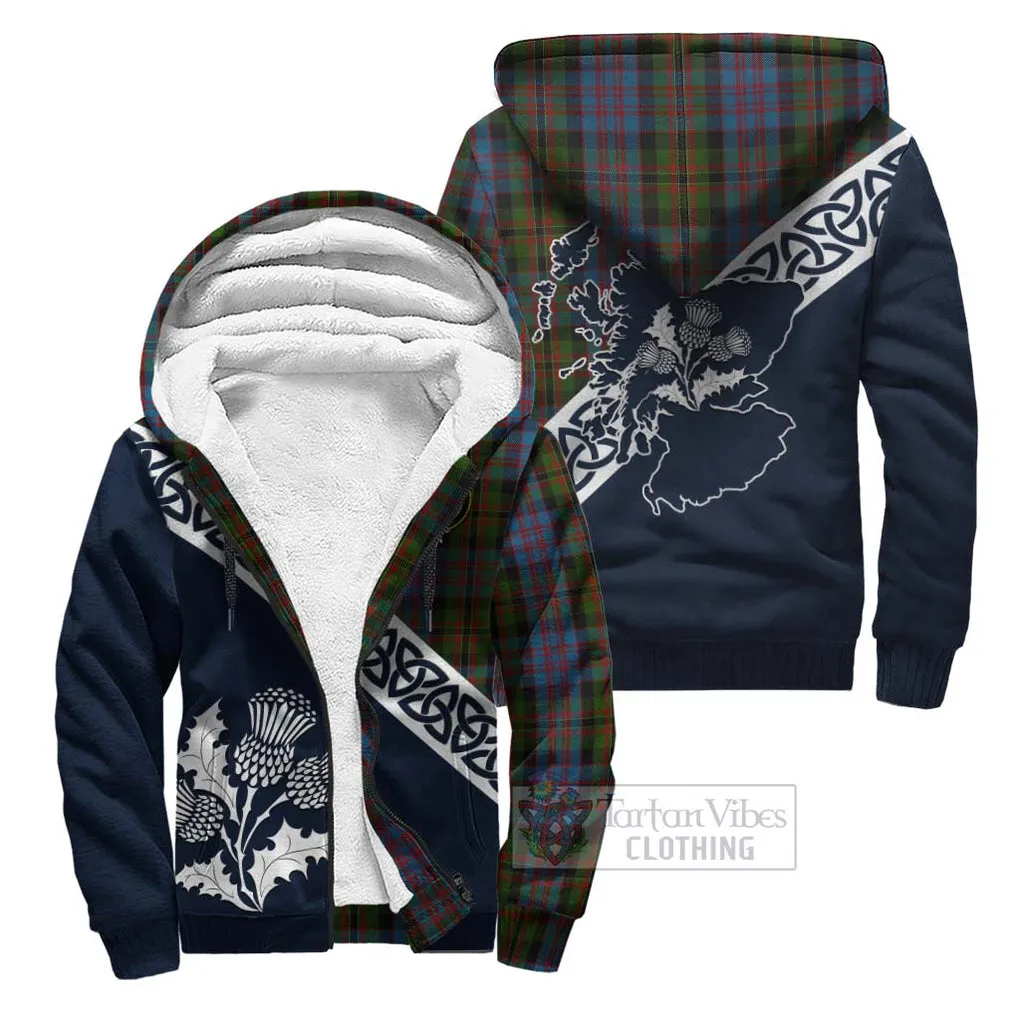 Bowie Tartan Sherpa Hoodie Featuring Thistle and Scotland Map