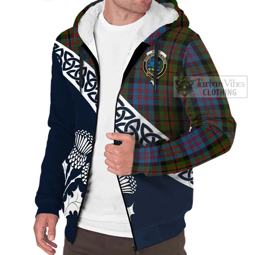 Bowie Tartan Sherpa Hoodie Featuring Thistle and Scotland Map