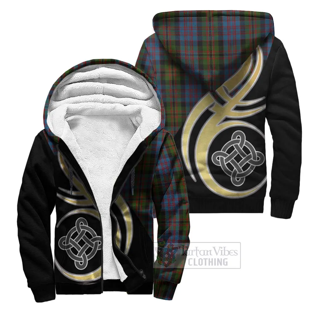 Bowie Tartan Sherpa Hoodie with Family Crest and Celtic Symbol Style