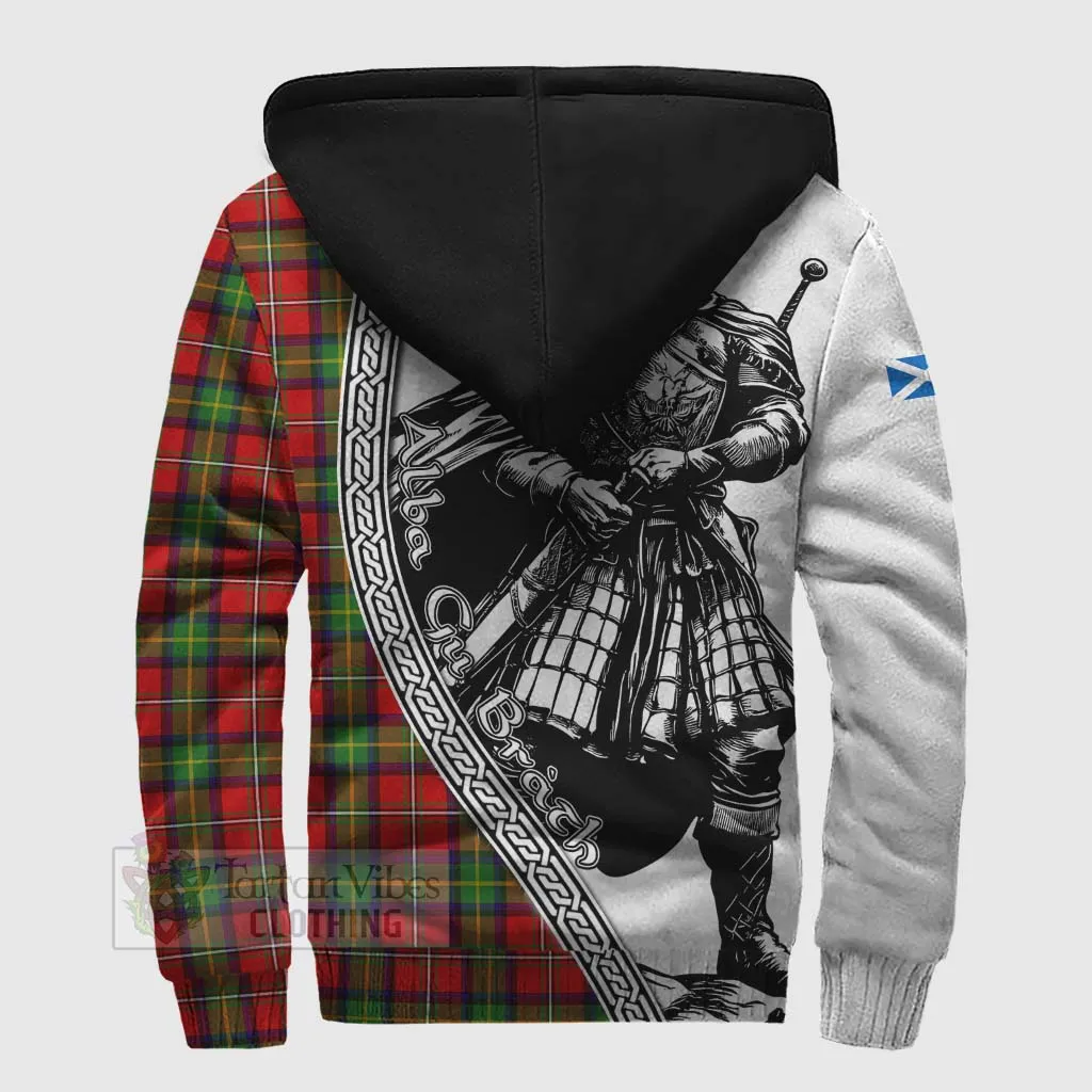 Boyd Tartan Clan Crest Sherpa Hoodie with Highlander Warrior Celtic Style