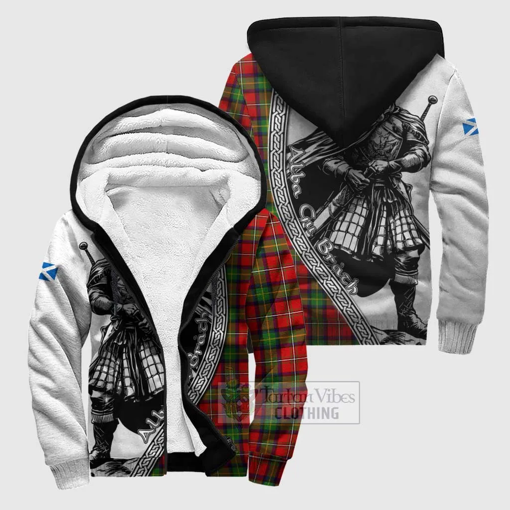 Boyd Tartan Clan Crest Sherpa Hoodie with Highlander Warrior Celtic Style