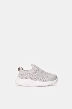 Boys Grey Slip-On Sneakers