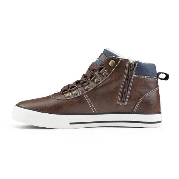 BOYS LACED HIGH SNEAKERS - BROWN