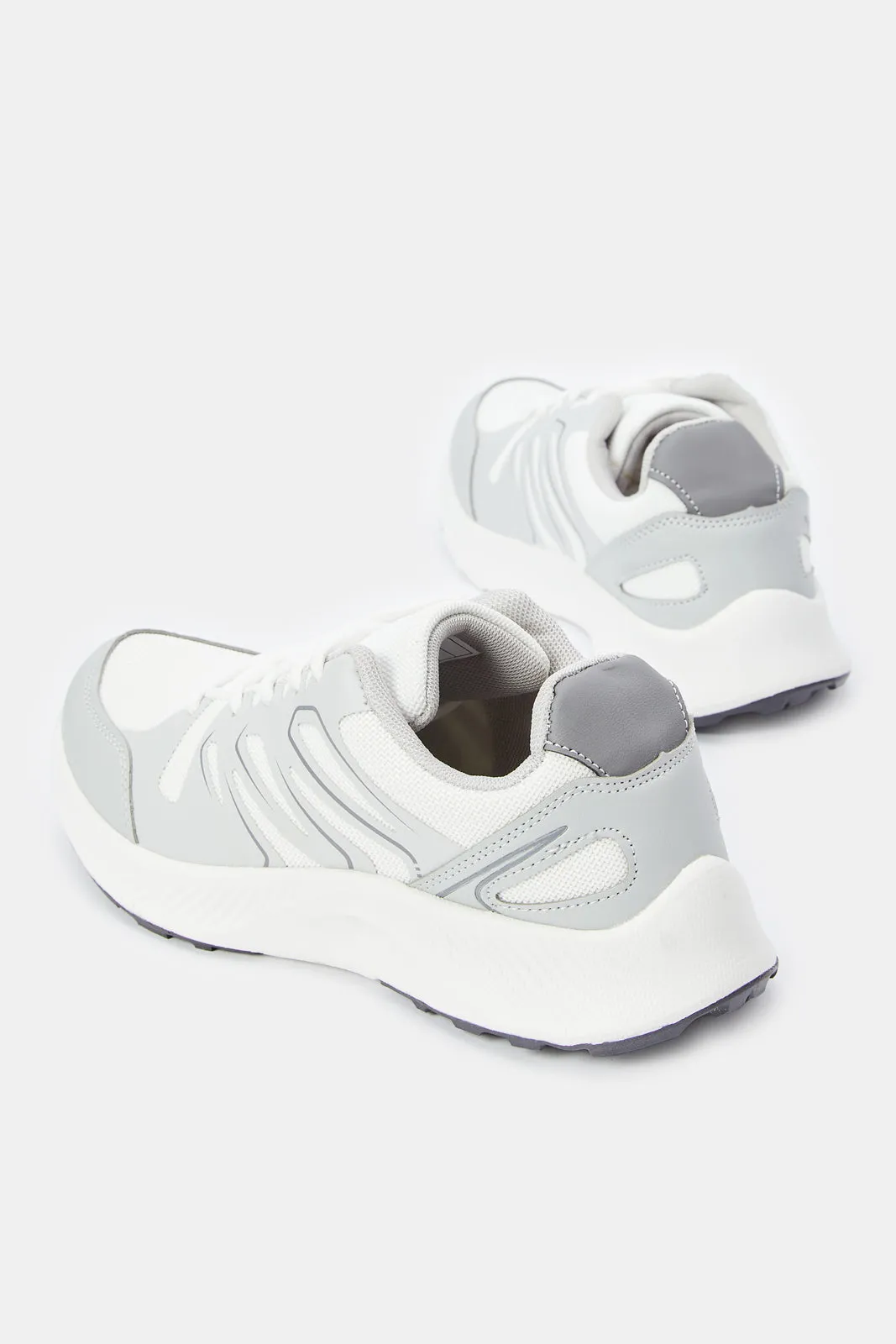 Boys White And Grey Colour Block Sneaker