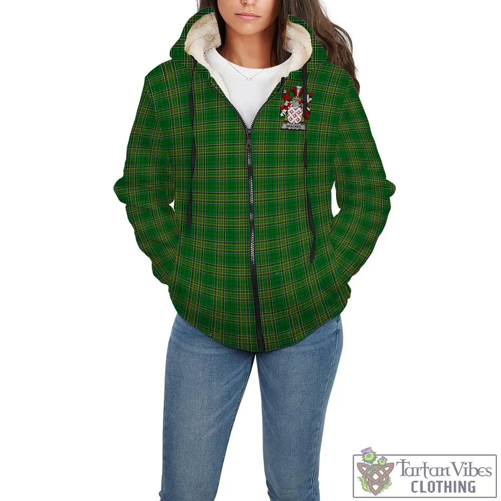 Bracken Irish Clan Tartan Sherpa Hoodie with Coat of Arms