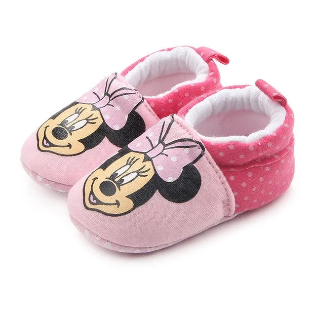 Brand Baby Girl Shoes Cartoon Minnie Loafers Newborn Crib Shoes Infant Toddler Slippers Unisex Casual Prewalker Fashion Footwear