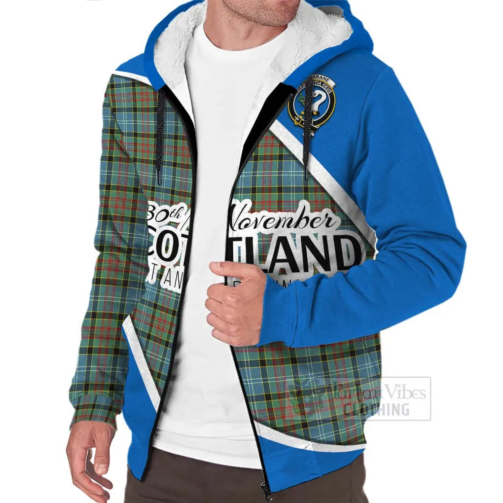 Brisbane Family Crest Tartan Sherpa Hoodie Celebrate Saint Andrew's Day in Style