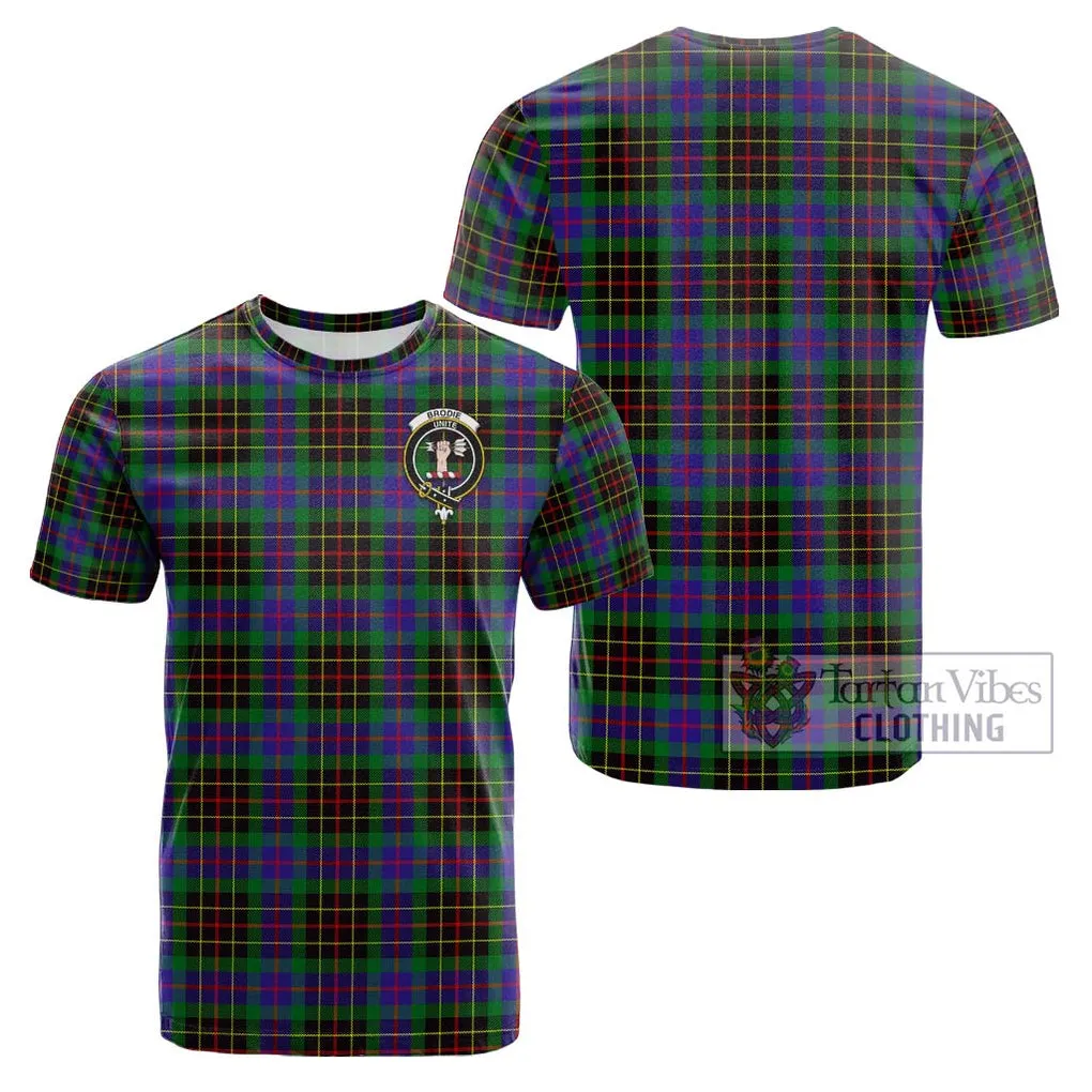 Brodie Hunting Modern Tartan Cotton T-Shirt with Family Crest