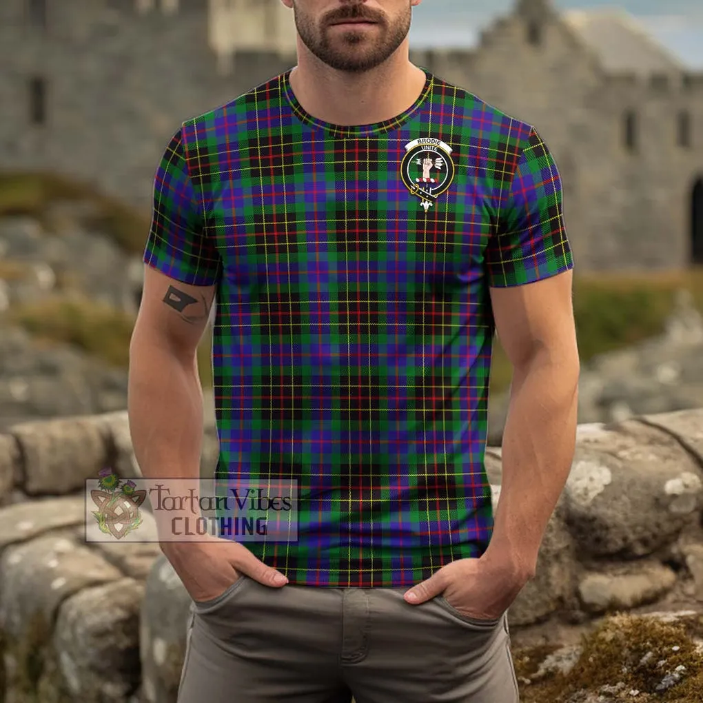 Brodie Hunting Modern Tartan Cotton T-Shirt with Family Crest